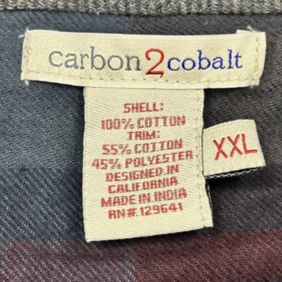 Carbon 2 Cobalt Men's Flannel Shirt Size 2XL Plaid Button Up Outdoor Cabincore - Picture 6 of 9